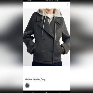 Women’s Double-Breasted Heather Gray Jacket with Hood